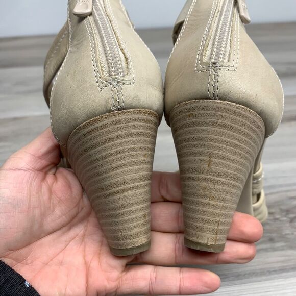 Nero Giardini Block Heels Strappy Beige Back Zip Women’s Shoes Size EU 38 US 7.5 - Picture 4 of 12